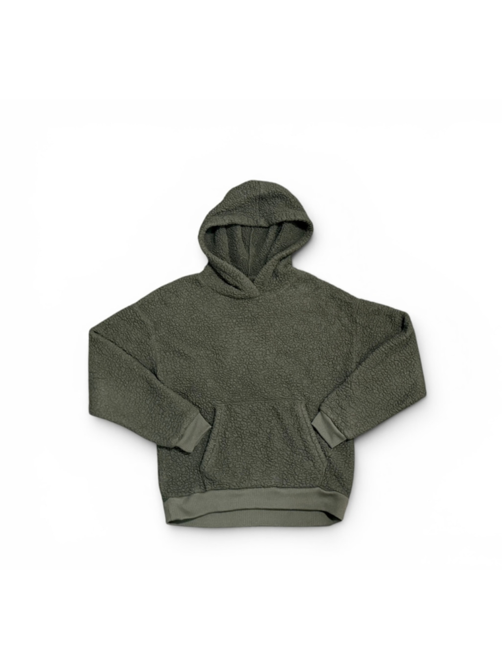 American Eagle Women’s Sherpa Fleece Pullover Hoodie Army Olive Green Sz XS Cozy - Picture 2 of 6